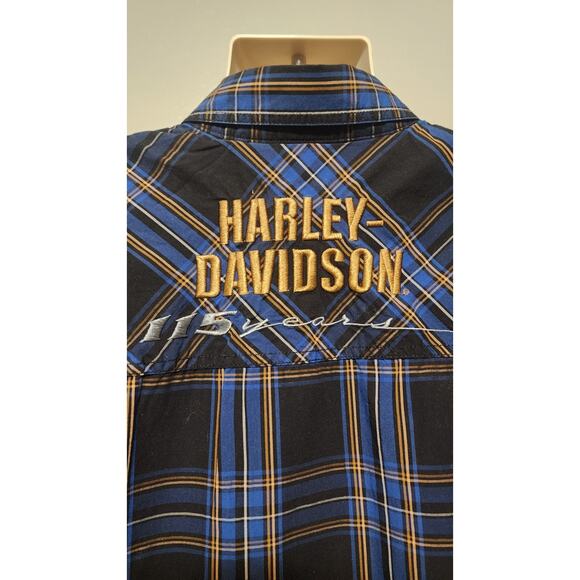 Harley Davidson 115th Anniversary Button-down Short Sleeve Shirt Plaid Size 3XL - Picture 7 of 8